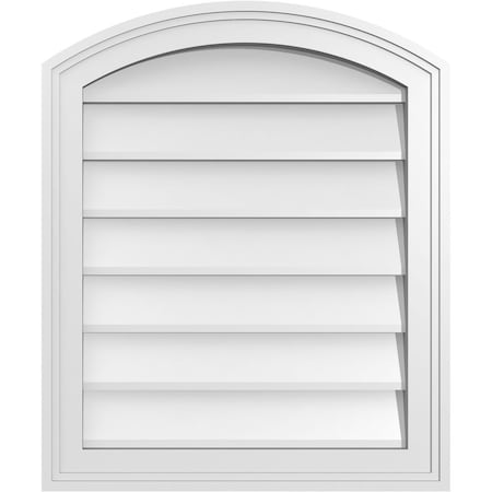 Ekena Millwork Arch Top Surface Mount PVC Gable Vent: Functional, w/ 2"W x 1-1/2"P Brickmould Frame, 20"W x 24"H GVPAR20X2402SF